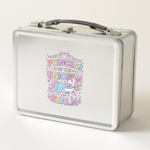 Unicorn Princess of the Unicorn Realm Charming POD Metal Lunch Box