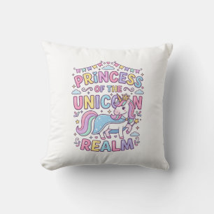 Unicorn Princess of the Unicorn Realm Charming POD Throw Pillow