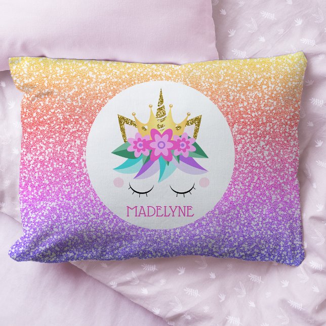 Unicorn Princess Rainbow Glitter Personalized Name Pillowcase (Creator Uploaded)