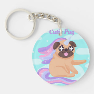 Unicorn Pug Keychain