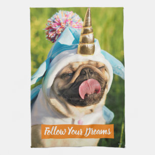 Unicorn Pug Kitchen Towel