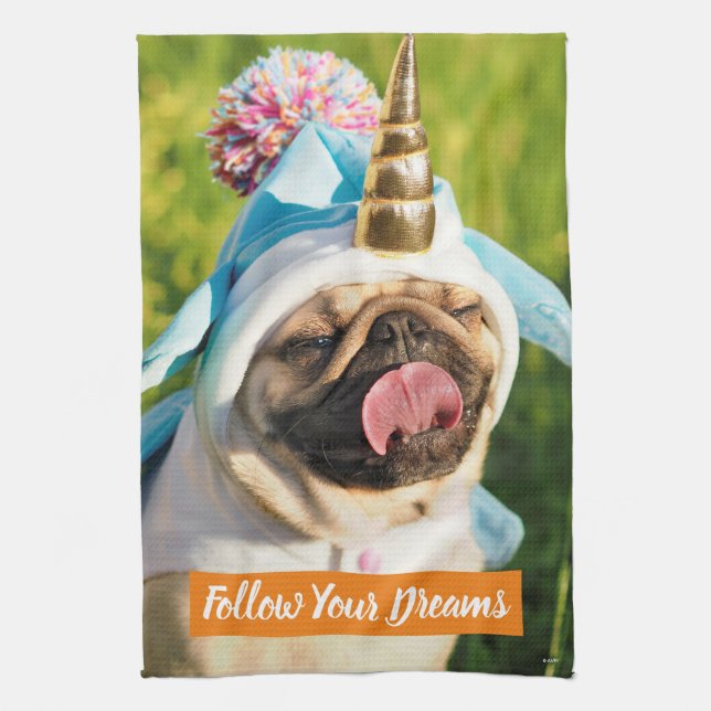 Unicorn Pug Kitchen Towel (Vertical)