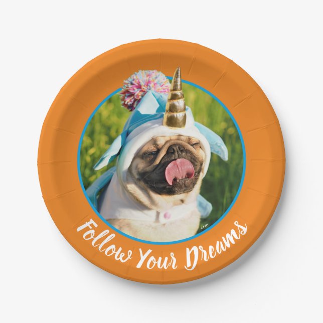 Unicorn Pug Paper Plate (Front)