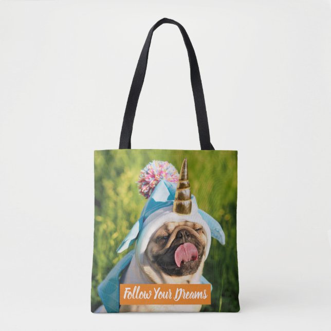 Unicorn Pug Tote Bag (Front)