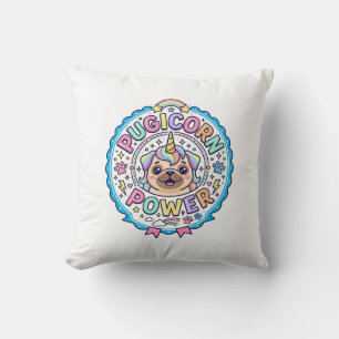 Unicorn Pugicorn Power Funny Cute Gift Design_1 Throw Pillow