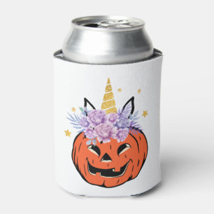 Unicorn Pumpkin Halloween Design Can Cooler