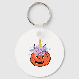 Unicorn Pumpkin Halloween Design Keychain