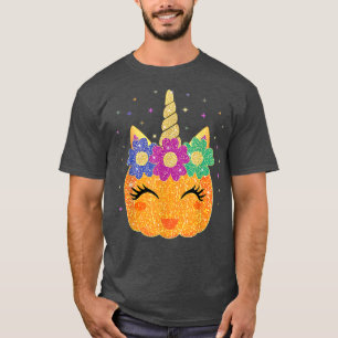 Unicorn Pumpkin Halloween Thanksgiving Girls Kids  T-Shirt