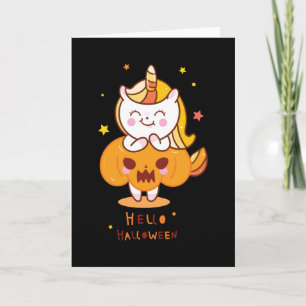 Unicorn Pumpkin Hello Helloween Card