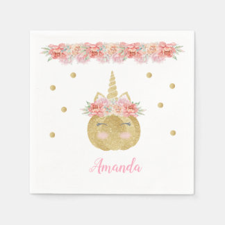 Unicorn Pumpkin Paper Napkin