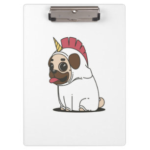 Unicorn Puppy Cute Pug Dog Lover Gift Clipboard