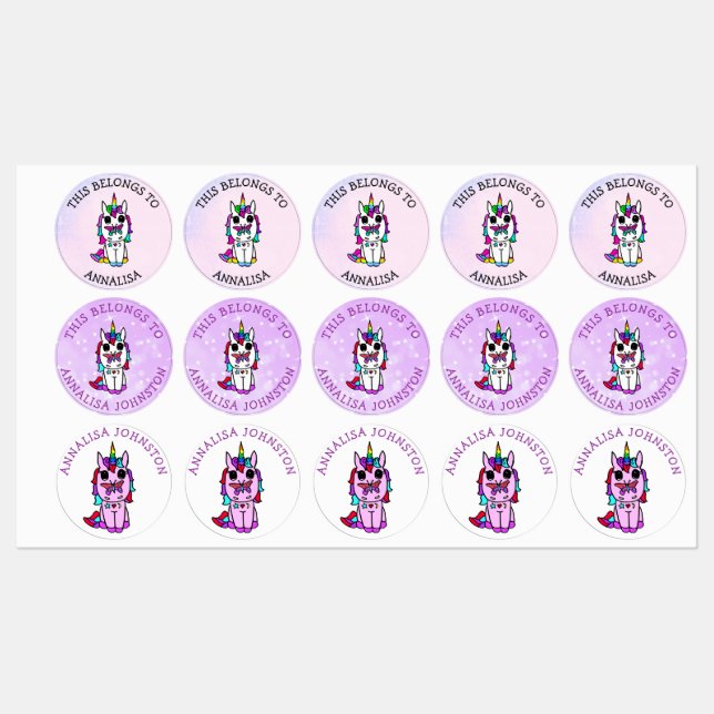 Unicorn Purple Butterfly School (Sheet)