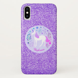 Unicorn Purple Glitter Pink Personalized Case-Mate iPhone Case