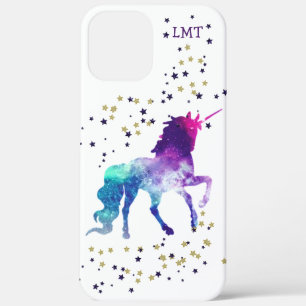 Unicorn, Purple, Monogram, Stars, iPhone 12 Pro Max Case
