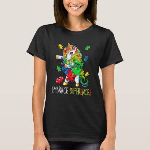Unicorn Puzzle Autism Awareness Embrace Difference T-Shirt