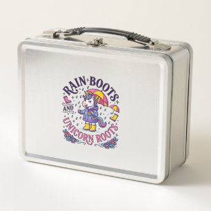 Unicorn Rain Boots and Unicorn Roots Commercial Sh Metal Lunch Box