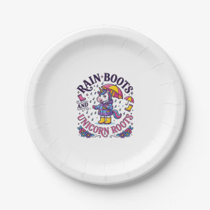 Unicorn Rain Boots and Unicorn Roots Commercial Sh Paper Plate