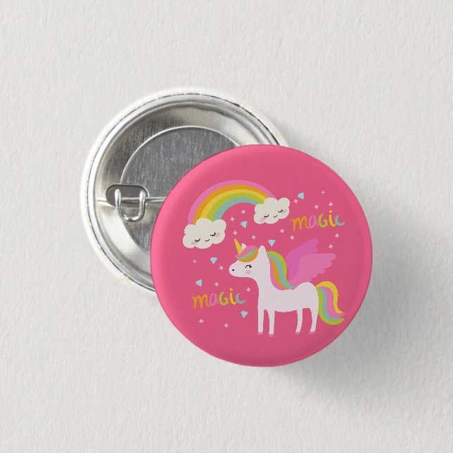 Unicorn Rainbow 1 Inch Round Button (Front & Back)