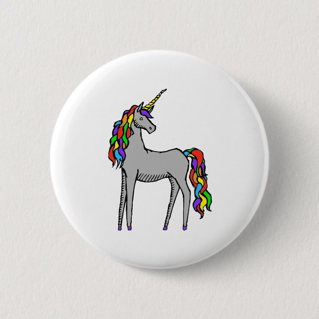 Unicorn Rainbow 2 Inch Round Button (Front)