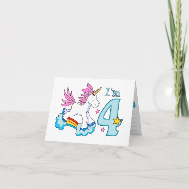 Unicorn Rainbow 4th Birthday Fill-in Invitation (Front)