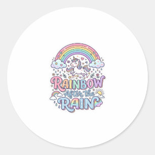 Unicorn Rainbow After the Rain Premium Vector Typo Classic Round Sticker