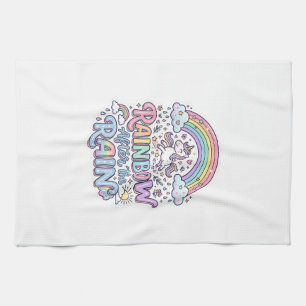 Unicorn Rainbow After the Rain Premium Vector Typo Kitchen Towel