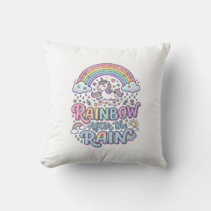 Unicorn Rainbow After the Rain Premium Vector Typo Throw Pillow