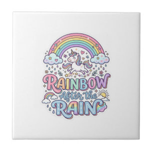 Unicorn Rainbow After the Rain Premium Vector Typo Tile