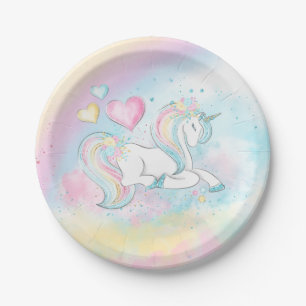 Unicorn Rainbow Baby Shower Paper Plates