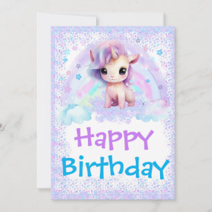 Unicorn Rainbow Birthday Card Modèle