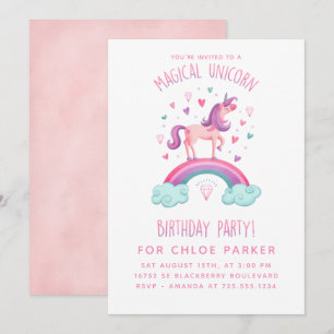 Unicorn Rainbow Birthday Invitation