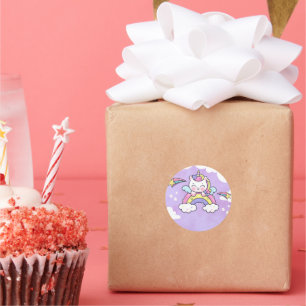 Unicorn Rainbow Birthday Invitation Sticker