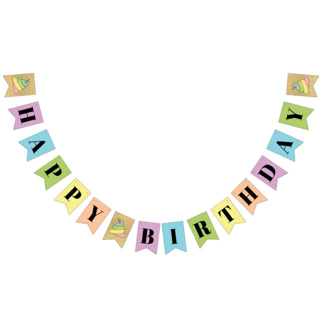 Unicorn Rainbow Crap Emoji Poop Emoji With Face Bunting Flags (All)