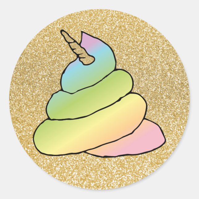 Unicorn Rainbow Crap Emoji Poop Emoji With Face Classic Round Sticker (Front)