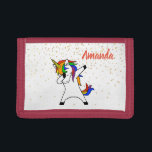 Unicorn Rainbow Dabbing Stars Personalized Trifold Wallet<br><div class="desc">This design may be personalized in the area provided by changing the photo and/or text. Or it can be customized by choosing the click to customize further option and delete or change the colour of the background, add text, change the text colour or style, or delete the text for an...</div>