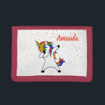 Unicorn Rainbow Dabbing Stars Personalized Trifold Wallet<br><div class="desc">This design may be personalized in the area provided by changing the photo and/or text. Or it can be customized by choosing the click to customize further option and delete or change the colour of the background, add text, change the text colour or style, or delete the text for an...</div>