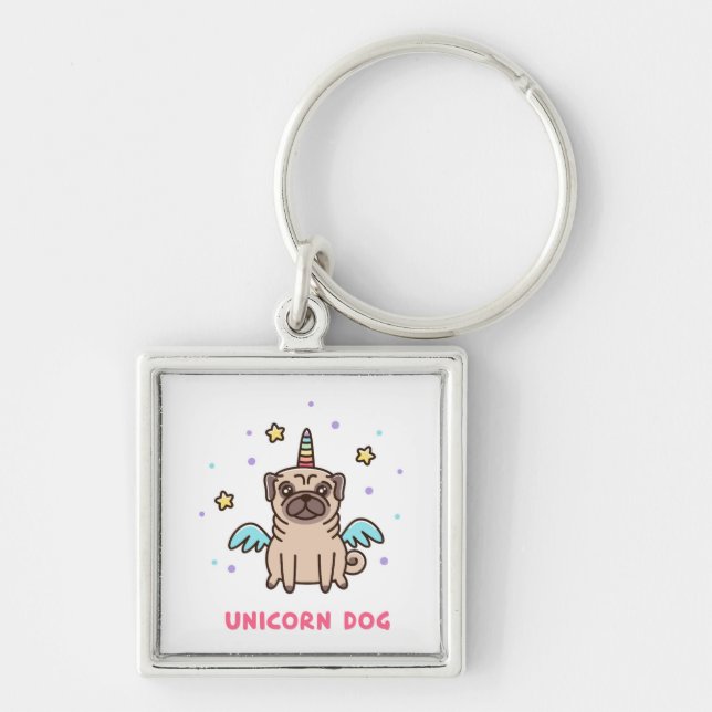 Unicorn Rainbow Dog Keychain (Front)