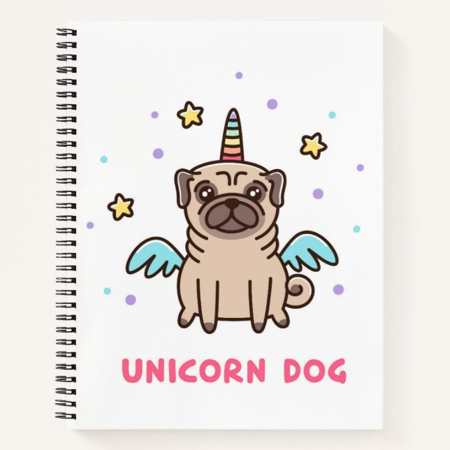Unicorn Rainbow Dog Notebook (Front)