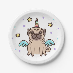 Unicorn Rainbow Dog Paper Plate