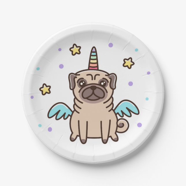 Unicorn Rainbow Dog Paper Plate (Front)