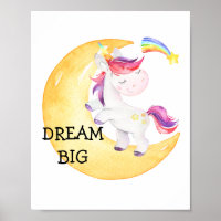 Unicorn Rainbow Dream Big Nursery Baby Girl Cute