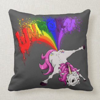 unicorn rainbow fart throw pillow