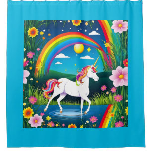 Unicorn Rainbow Flower Landscape Three