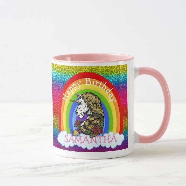 Unicorn  Rainbow Glitter Mug (Right)