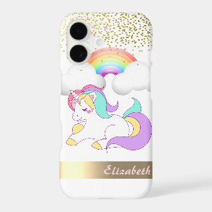 Unicorn, Rainbow, Gold Confetti - Personalized