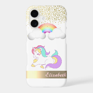 Unicorn, Rainbow, Gold Confetti - Personalized