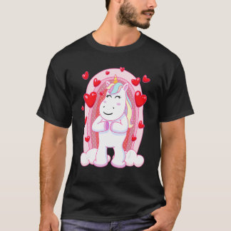 Unicorn Rainbow Hearts Birthday Valentines For Wom T-Shirt