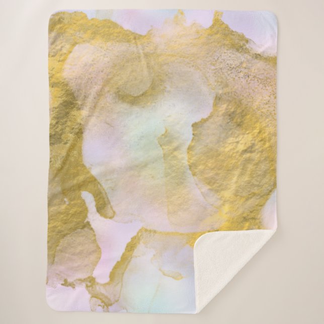 *~* Unicorn Rainbow Holograghic Pastel Gold AP1  Sherpa Blanket (Front)