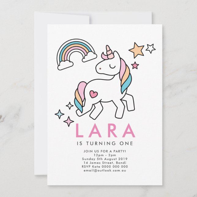 Unicorn Rainbow Invitation (Front)