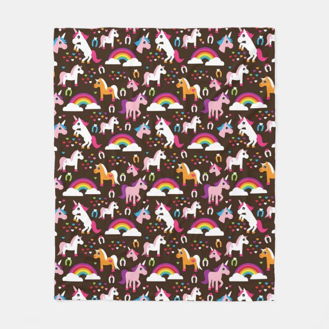 unicorn rainbow kids background horse fleece blanket (Front)